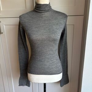 Piazza Sempione Women's Gray Wool Turtleneck Pullover Sweater Size 44